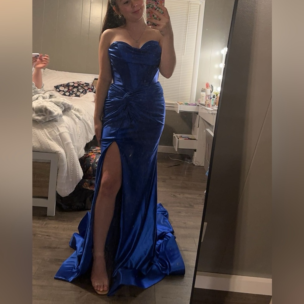 Royal Blue Prom Dress with Slit